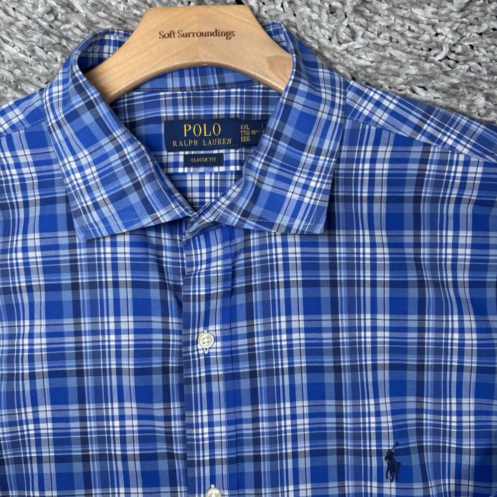Polo Ralph Lauren Classic Fit Stretch Poplin Shirt Men’s Size XXL (18.5) Blue